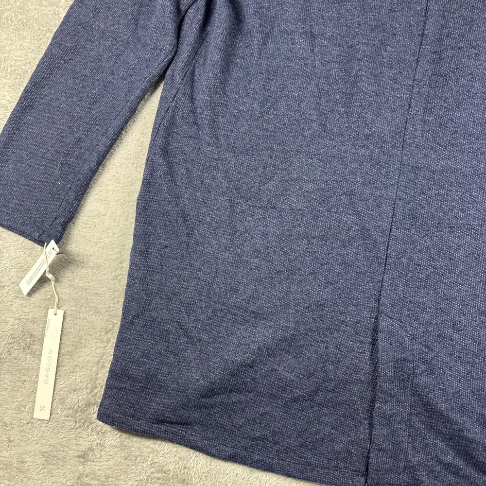 Caslon Women's Everyday Open Front Cardigan Collared Long Pockets Navy Sz XS New